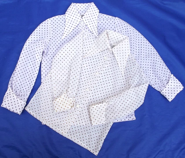 Camicia a pois vintage ragazza TERYLENE ANNI '60 '70 ETÀ 5 6 7 8 9 10 ANNI INUTILIZZATA