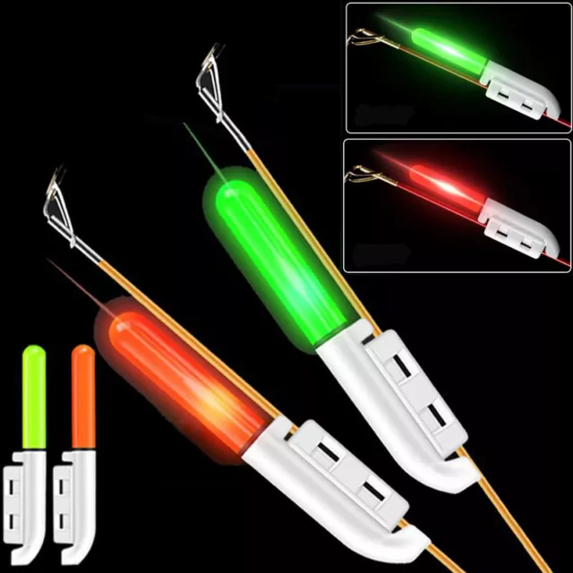 2X Fishing Rod Tip Alert Lamp Fish Bite Alarms Light LED Induction Night Fishing