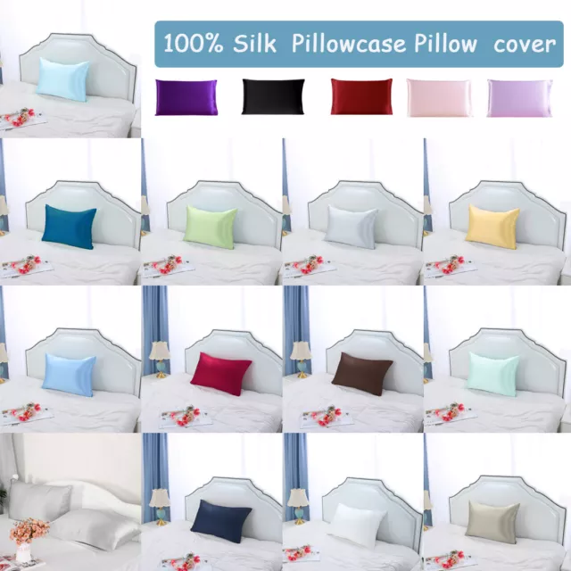100% Pure Silk Fabric Pillow Case Cover Pillowcase King/Queen/Standrad/Travel 1x