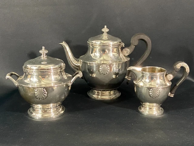 Lot Théière, Cafetière Et Sucrier Argenté – Orfèvrerie Ercuis Et Lutetia