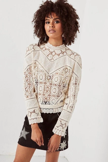 NWT SPELL & THE GYPSY Imperial Lace Blouse - Off White, XS