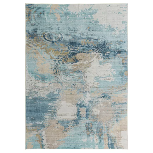 Extra Large Rug Blue Teal Aqua Soft Plush Modern Abstract Carpet Hall Runner Mat 2