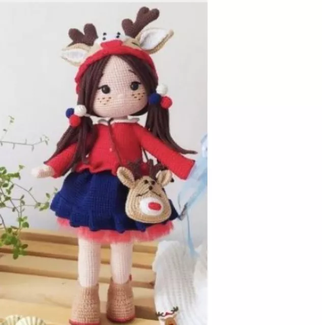 CROCHET PATTERN COPY girl with hat & scarf doll toy amigurumi 4ply yarn 10  30