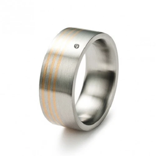 Bague Alliance Or Et Acier Monomania Avec 5 Diamants - Taille 58 (18.4 Mm) - Neuf Avec étiquettes
