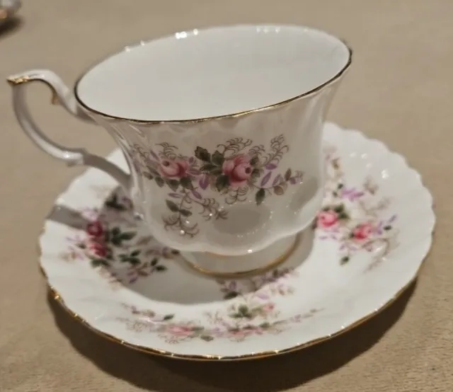 Royal Albert Lavender Miniature Rose Bone China Cup & Saucer England Teacup...