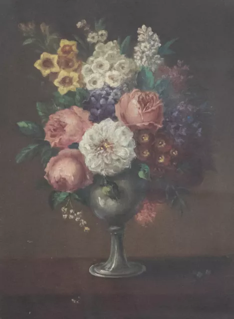 Gerahmter Ölkelch Aus Dem 19. Jahrhundert Mit Blumen 2