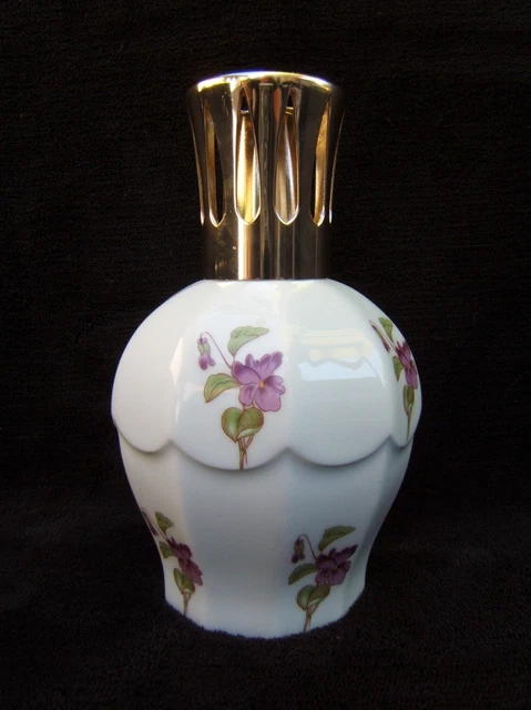 ANCIENNE LAMPE À huile Berger Paris Limoges Décor oiseaux fleurs EUR 40