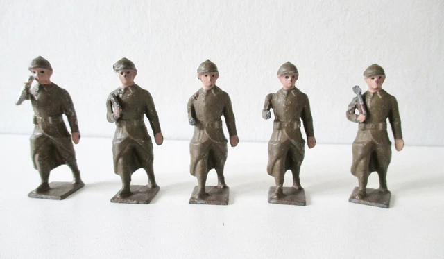 Petits soldats artilleries français en plomb peint
