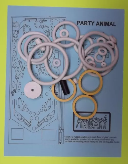 1987 Bally / Midway Party Animal Pinball Machine Rubber Ring Kit