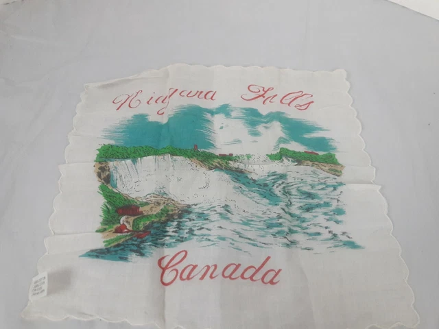 Vintage Ladies Souvenir Handkerchief Hankie NIAGARA FALLS CANADA SS