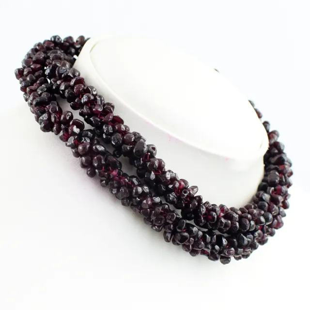 485 Cts Natural Braided Red Garnet Beaded Womens Necklace Jewelry JK 26E420