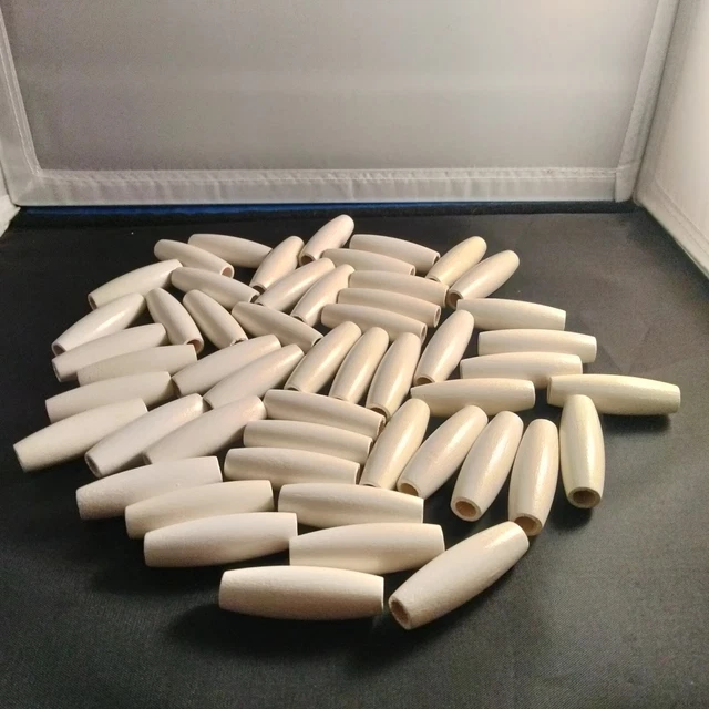 50 New Large White Oval Wooden Beads 50mm / 2 Inches Long Craft Macrame Wood