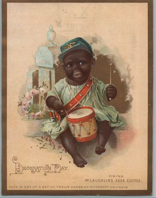 McLaughlin's XXXX Coffee Decoration Day Boy Playing  Drums Victorian Trade Card