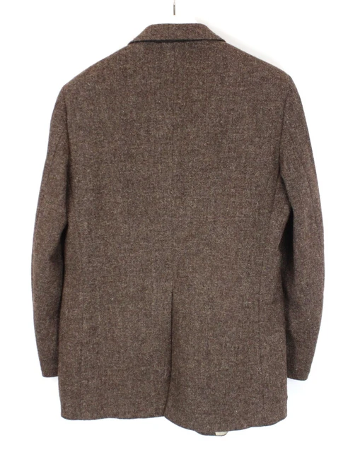 Harris Tweed Giacca Uomo ~ Medio Monopetto Lana Melange Marrone 2