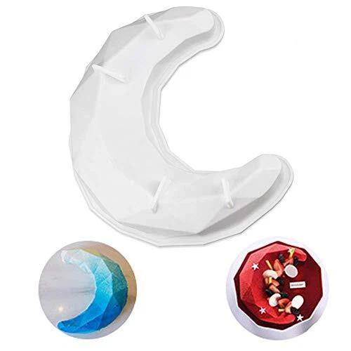 3D Diamond Moon Shaped Silicone Cake Baking Mold Crescent Mousse Pan Bread Pizza