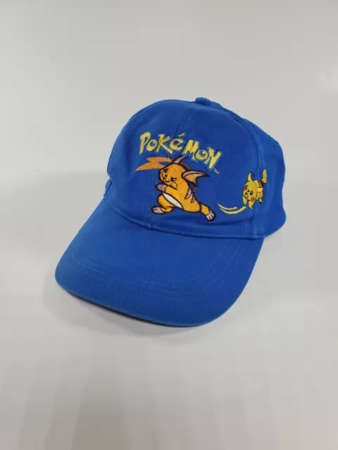 2000 VTG Nintendo Pokémon Youth Hat Pikachu Raichu Blue Adjustable Embroidered