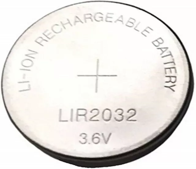 2x LIR2032 Li-Ion Rechargeable 3,6V 3.6V Akku Knopfzelle CR2032 wiederaufladbar