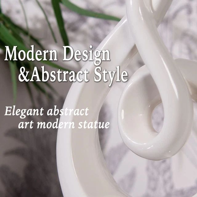 Modern Abstract Art Table Decoration - Ceramic Statue Modern White 12