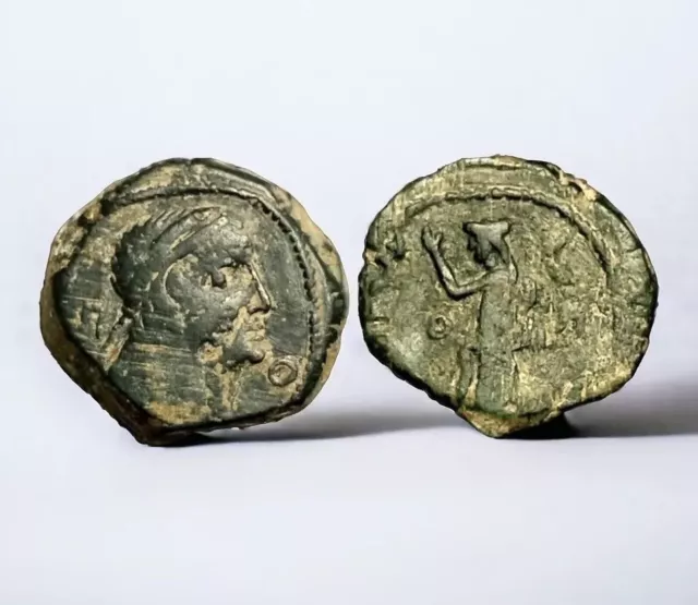 Nabataean Kingdom Obodas II nabatean  ancient coin rare .