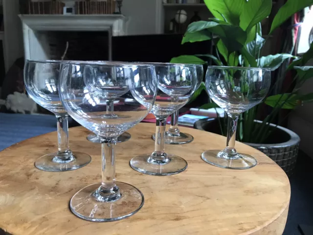 Lot De Six Verres De Bistrot En Verre Souffle