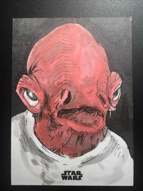 2018 Topps Finest Star Wars Admiral Ackbar sketch Gregg Mitchell