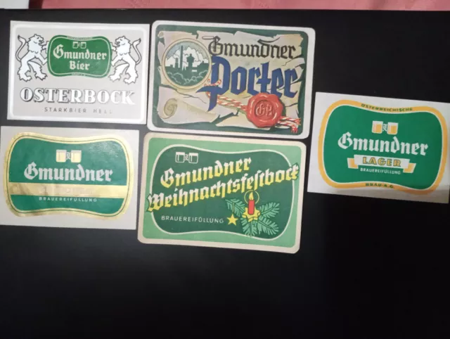 Einige Alte Bieretiketten Brauerei Gmunden, Österreich