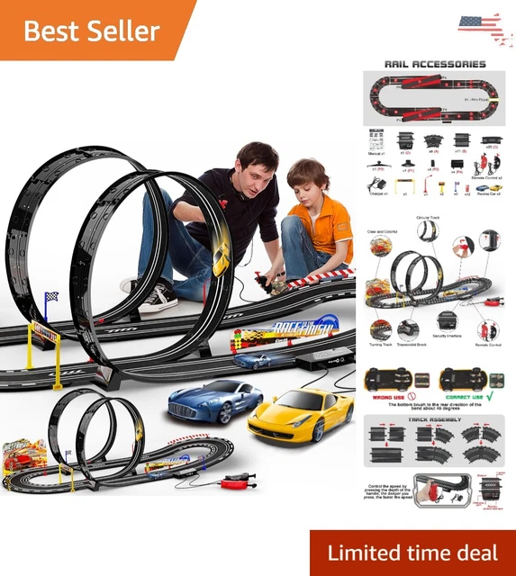 Exhilarating Slot Car Race Track Set - 2 Cars - Dual Lap Counter - Ages 4-9