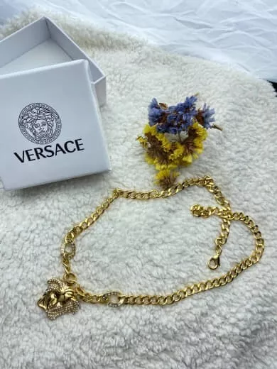 Vintage Versace Medusa Necklace Gold Chains Pendant