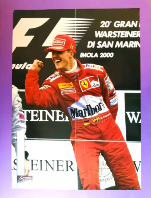 altes Poster Michael Schumacher Ferrari Formel 1 Grand Prix Imola 2000, 42x59cm