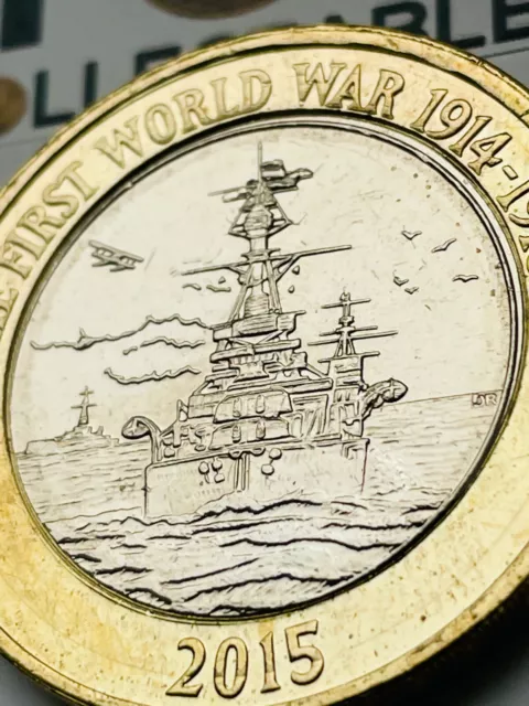 £2 Two Pound Coin 2015 RARE FLAG ERROR First World War Royal Navy HMS Belfast