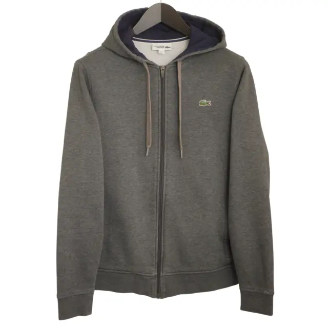 Hombre Lacoste Deporte Sudadera Devanlay Deportiva Cremallera Completa Gris Size