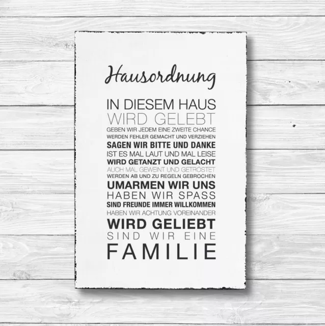 Holz Deko Schild Shabby Chic Vintage Geschenk HAUS ORDNUNG 20 x 30cm Holzdeko