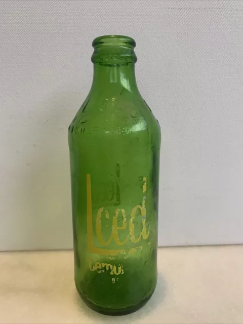 Leed Lemonade Vintage 10 Fl Oz. Green  Glass Bottle