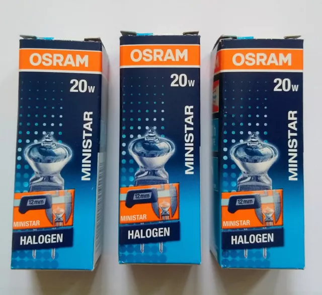 3 x OSRAM Halogen MINISTAR AXIAL-REFLECTOR Halogenlampe 12V / G4 / 20W NEU