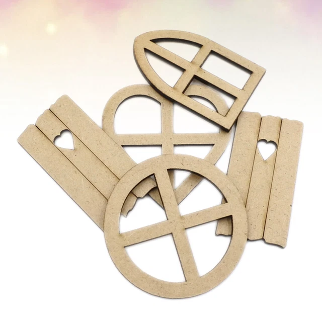 5 confezioni finestre trucioli di legno decorativi bambù fata forma in legno incompiuta