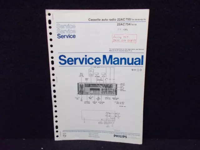 Philips Service Manual, Cassette Car Radio 22AC750, English #K-325-18