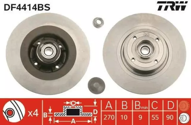 2x TRW DF4414BS Disque de frein pour RENAULT SCÉNIC II (JM0/1) 270mm