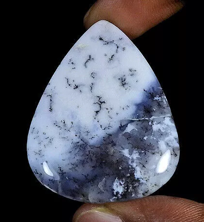 40Cts. Natural Dendrite Opal Pear Cabochon Loose Gemstone 31X40X04MM A843