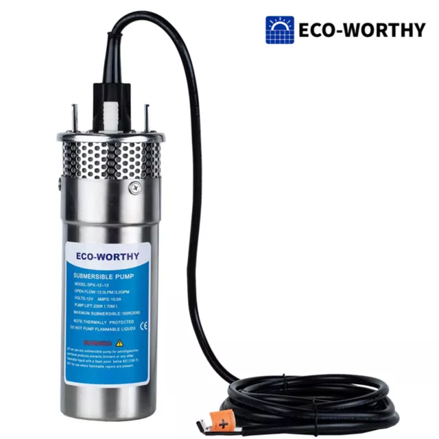 12V DC Submersible Deep Well Pump 3.2GPM 230ft for Irrigation  	‎Stainless Steel