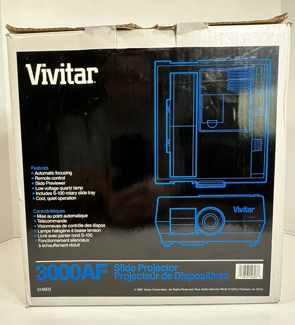 VIVITAR 3000AF SLIDE Projector W/ Remote Auto Focus plays, wheel or
