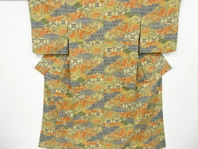 6140563: Japanese Kimono / Vintage Kimono / Jodai Tsumugi / Flower & Traditional