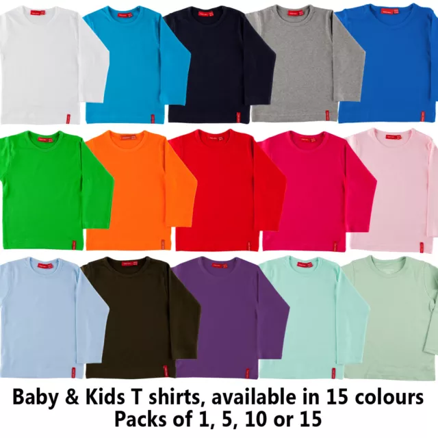 Kids Baby Boy/Girl Long Sleeve TShirt Plain Top Multi Colours Wholesale Bulk Buy