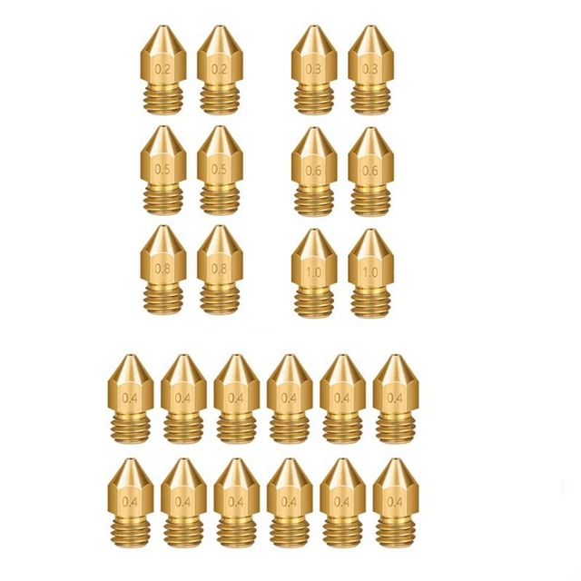 24Pcs MK8 Brass Nozzle for 3D Printers Hotend 1.75MM Filament J-Head Cr108947