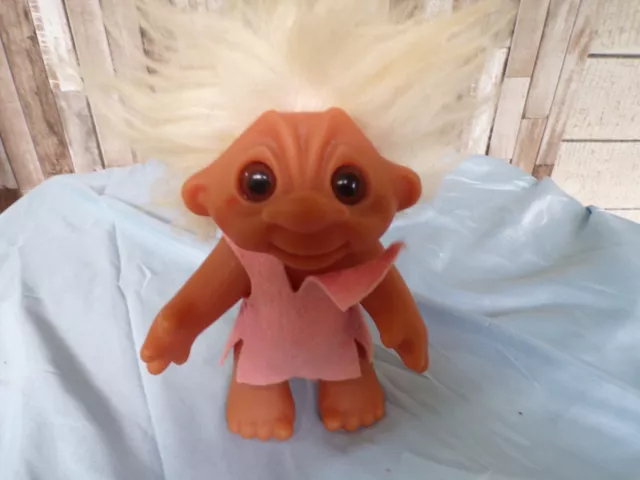 Vintage Norfin Thomas Dam Troll Doll White Hair 1977 Felt Clothes Denmark 6”