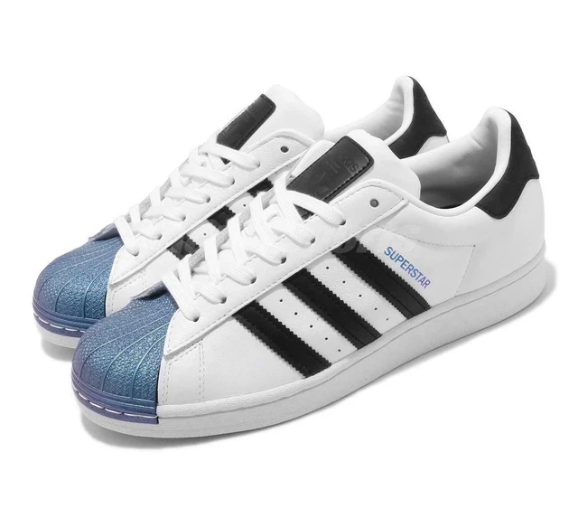 ADIDAS SUPERSTAR bianche righe nere punta azzurra sneakers ORIGINALI