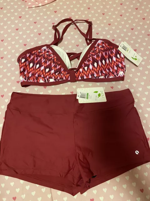 Nwt Women Next 2 Pieces (Racer Back & Short L)Swimsuit Good Karma.  Bra 38B/C.