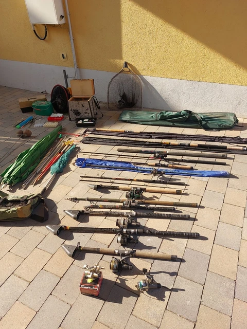 Komplettes Angelset mit 14 Ruten (incl. Sportex) und sehr viel Zubehör