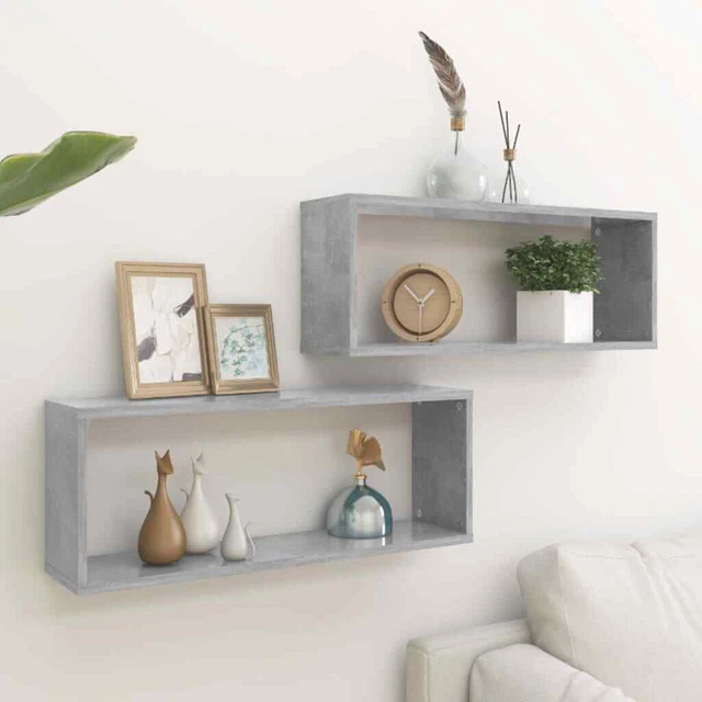 Vidaxl Mensole Parete a Cubo 2pz Grigio Cemento 60x15x23 cm Truciolato