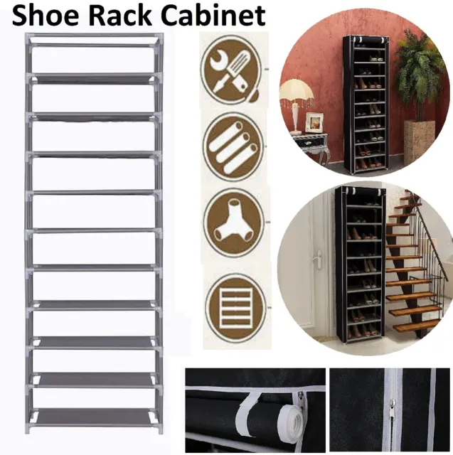 Shoe Rack 10 Tier Shelves Shoes Cabinet Storage Stackable Organiser Wardrobe AU