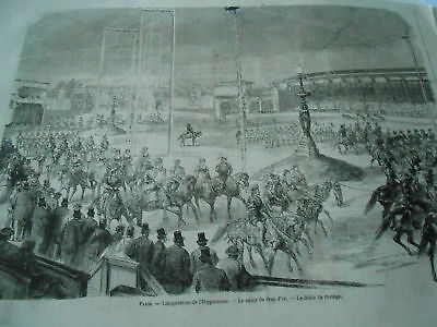 1866 engraving - Paris inauguration of the racecourse le camp du drap d'or